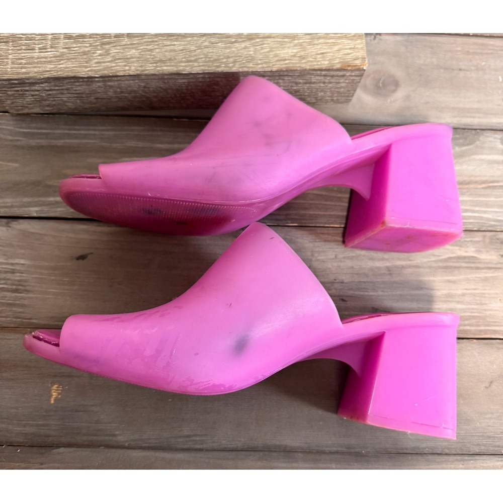 Jeffrey Campbell Petra Pink Jelly Mules Square Toe Slide Sandals Size 10 - Picture 8 of 8